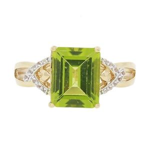 Natural Peridot & White Topaz Ring